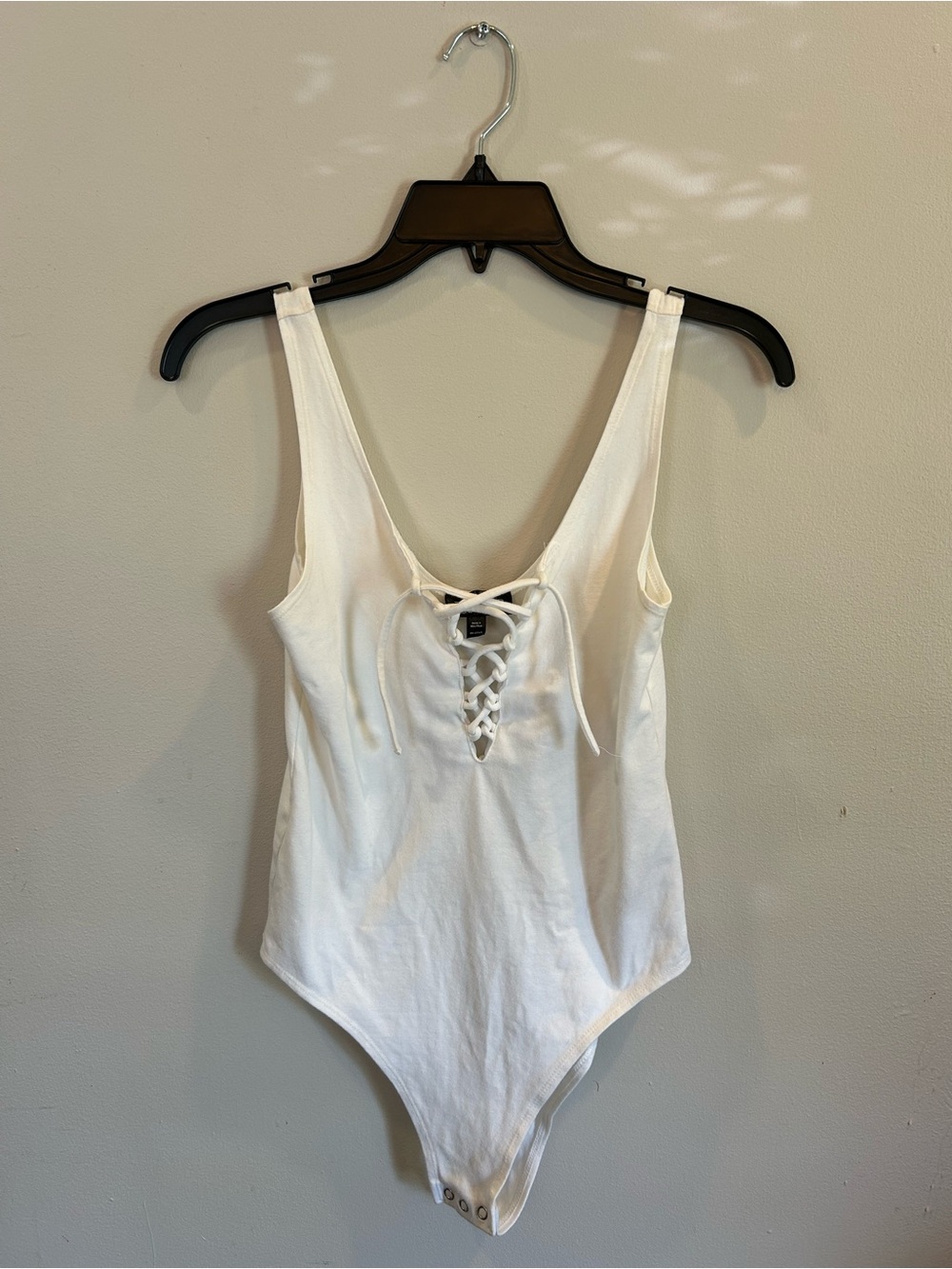 Topshop White Lace-Up Bodysuit